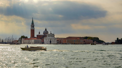 Fototapeta na wymiar Panoramic at San Giorgio Maggiore island, Venice, Veneto, Italy