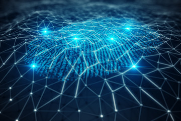 3D illustration Fingerprint scan provides security access with biometrics identification. Concept Fingerprint protection.