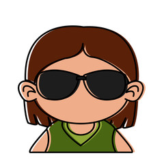 Cute girl with sunglasses cartoon