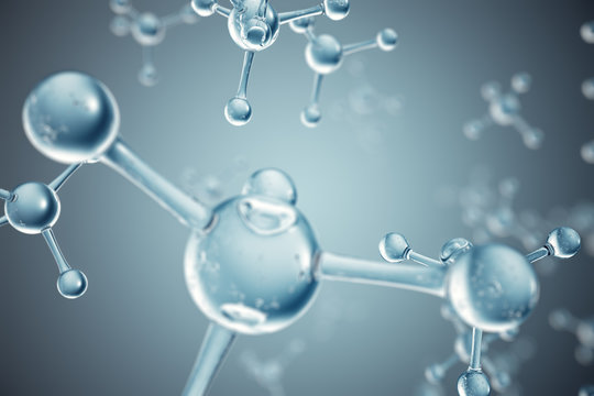3D illustration molecules. Atoms bacgkround. Medical background for banner or flyer. Molecular structure at the atomic level.