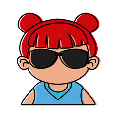 Cute girl with sunglasses cartoon