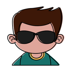 Cute boy with sunglasses cartoon