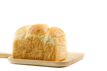 fresh bread on wood plate