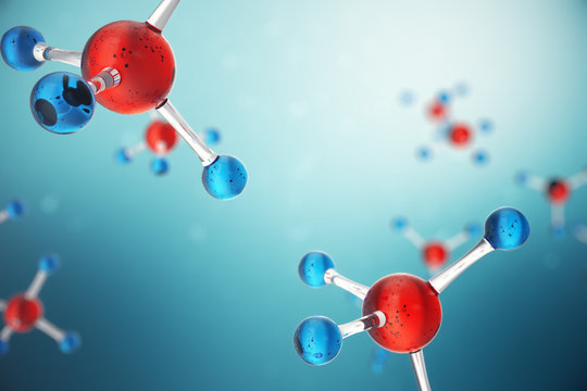 3D illustration molecules. Atoms bacgkround. Medical background for banner or flyer. Molecular structure at the atomic level.