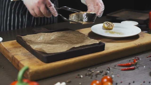 Fish Cooked and Served on a wooden board