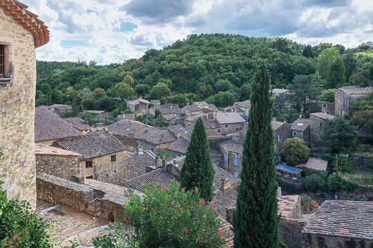 Top view of the rooftops of the village Saint Montan