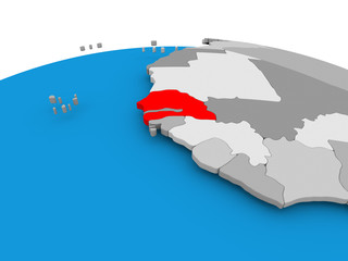 Fototapeta premium Senegal on political globe