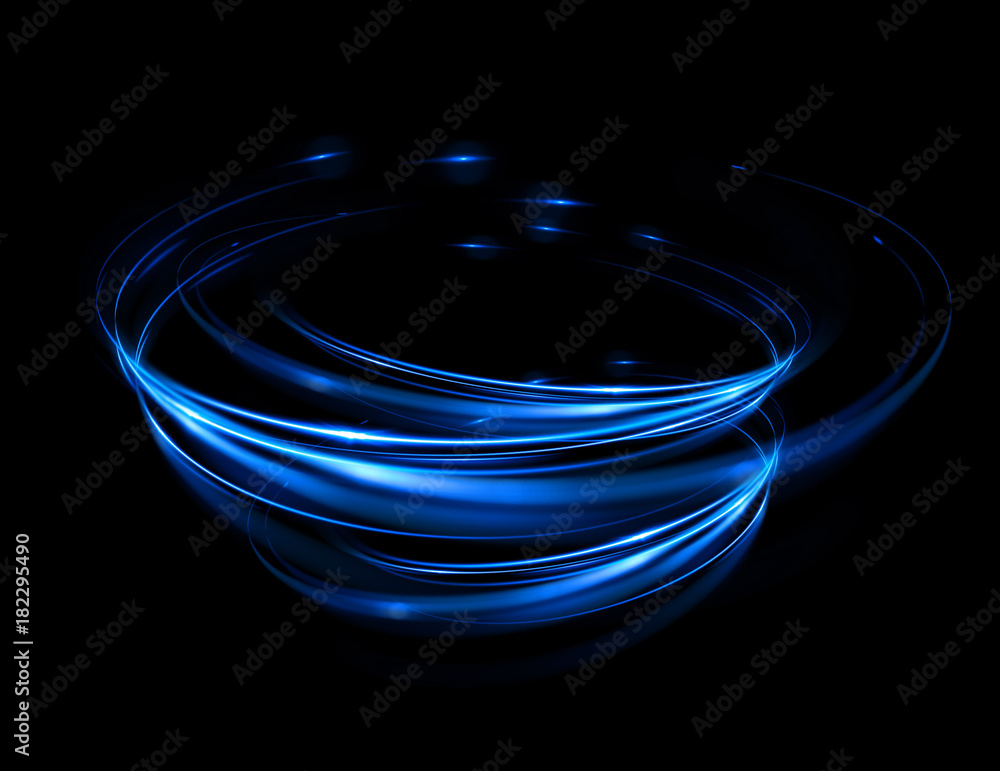 Wall mural glow swirl light effect. circular lens flare. abstract rotational lines. power energy .element. lumi