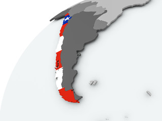 Obraz premium Flag of Chile on grey globe