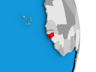 Guinea-Bissau on globe