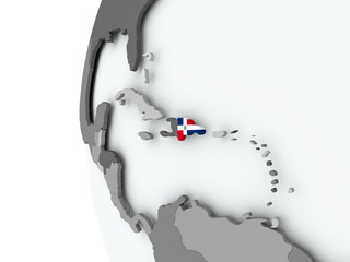 Dominican Republic on globe with flag