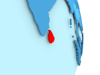 Map of Sri Lanka in red
