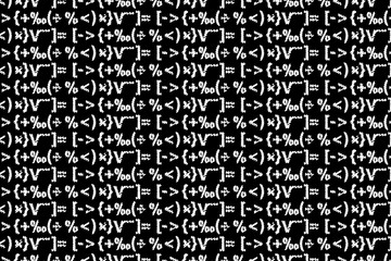 Mathematical symbols - black and white - vector pattern 