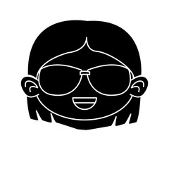 Cute girl with sunglasses cartoon