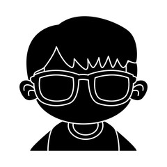 Cute boy with sunglasses cartoon