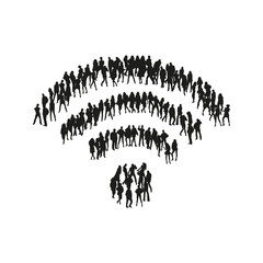 logo wi-fi created from many people in black