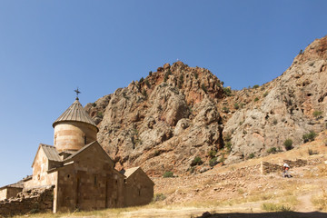 Scenic Novarank monastery in Armenia, famous tourist destination