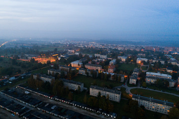 Aerial view of the city at night.