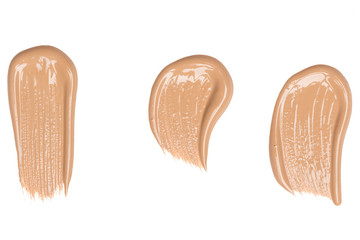 smeared foundation natural make up on white background