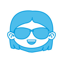 Cute girl with sunglasses cartoon