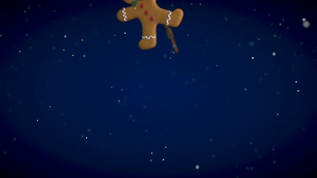 Christmas motion graphics of gingerbread man 