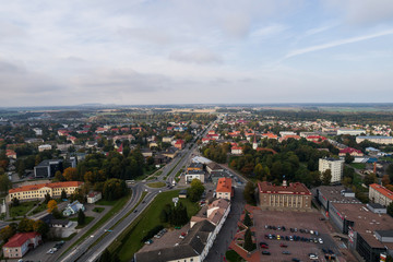 Aerial view of the city at autumn season.