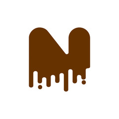 Letter N Chocolate font. sweetness alphabet. Liquid lettering. Sweet viscous ABC sign