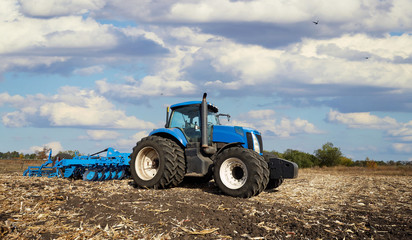 The tractor handles the field