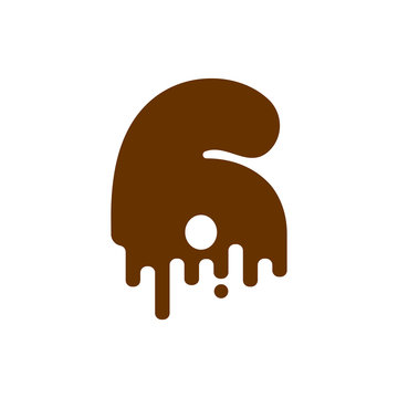 Number 3 Chocolate font. Sweetness numeral Three alphabet. Liquid lettering figure. Sweet viscous ABC sign