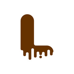Letter L Chocolate font. sweetness alphabet. Liquid lettering. Sweet viscous ABC sign