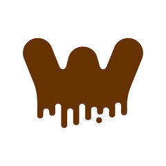 Letter W Chocolate font. sweetness alphabet. Liquid lettering. Sweet viscous ABC sign