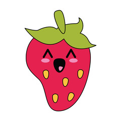 Obraz premium Delicious strawberry fruit cute kawaii cartoon