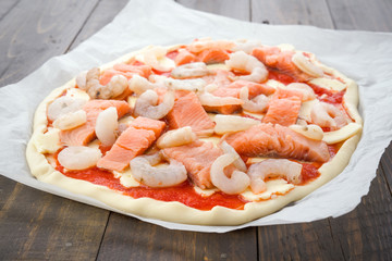 uncooked pizza