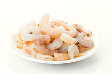 dish of raw prawns