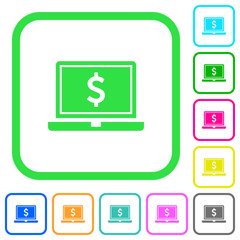 Laptop with Dollar sign vivid colored flat icons icons