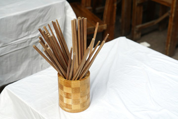 Chopsticks on the table in the restaurant