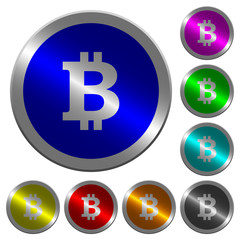 Bitcoin sign luminous coin-like round color buttons