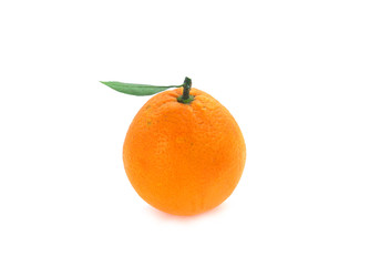 Single fresh orange isolated on white background