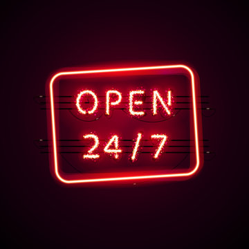 Glowing Open Neon Sign with Glitter
