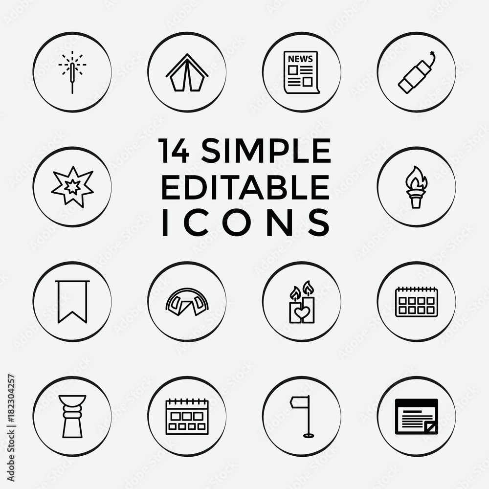 Poster set of 14 event outline icons