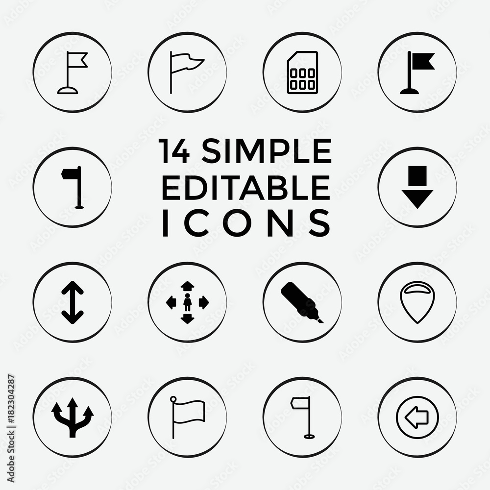 Poster set of 14 pointer filled and outline icons