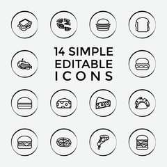 Set of 14 cheese outline icons