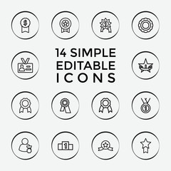 Fototapeta premium Set of 14 medal outline icons