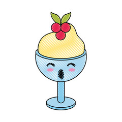 Ice cream on glass cup cute kawaii cartoon