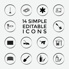 Set of 14 garden filled and outline icons