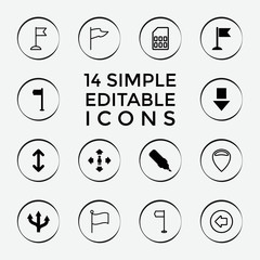 Set of 14 pointer filled and outline icons