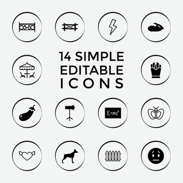 Set of 14 art filled and outline icons