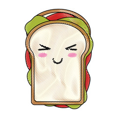 Delicious sandwich food cute kawaii cartoon