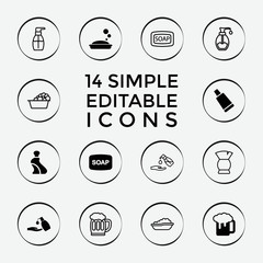 Set of 14 foam filled and outline icons