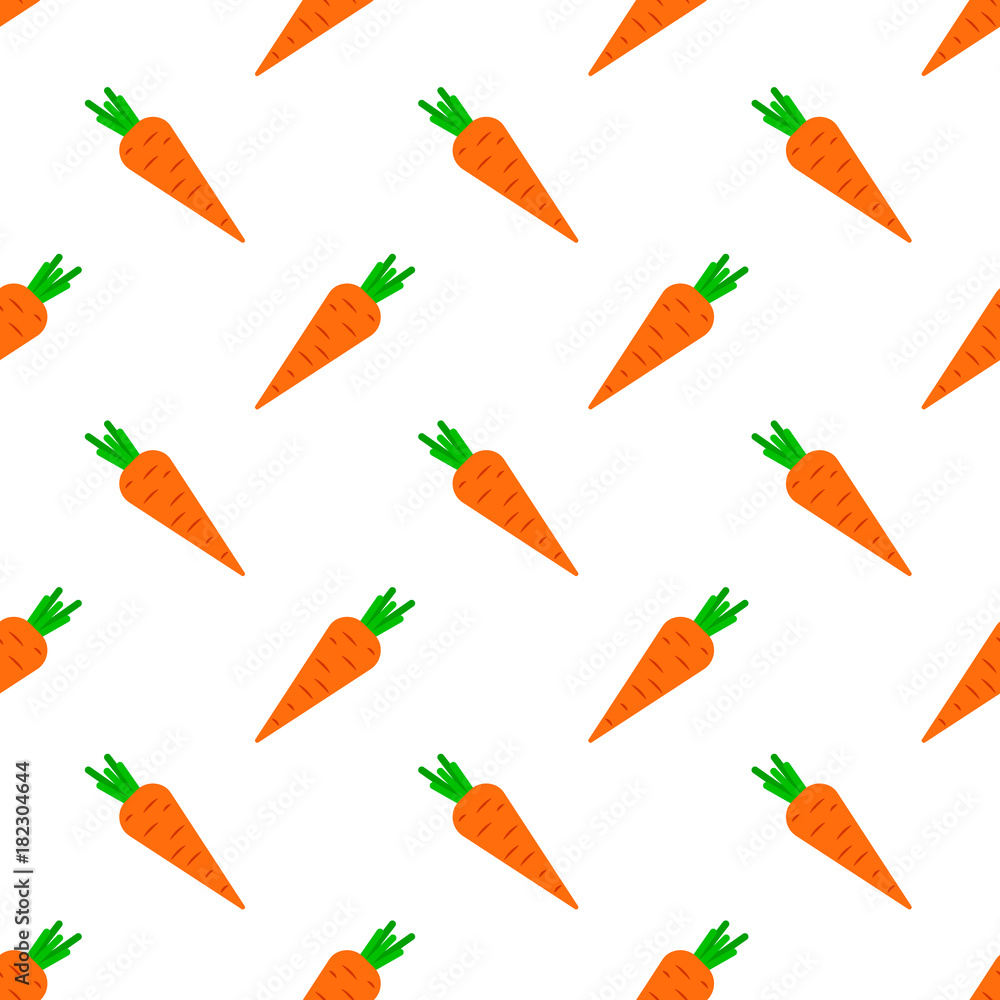 Poster abstract vector seamless pattern with carrots on white background. flat illustration of product from